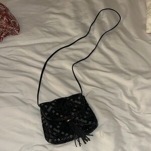 VINTAGE Black Woven Crossbody Bag